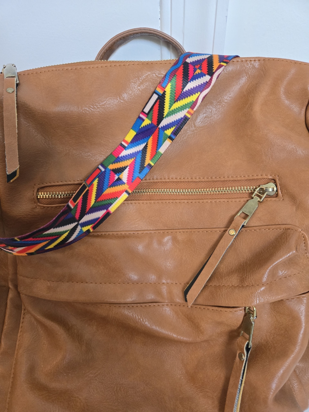 Faux Carmel Leather Convertible Backpack Purse - So Soft and Versatile Unisex - Picture 7 of 12
